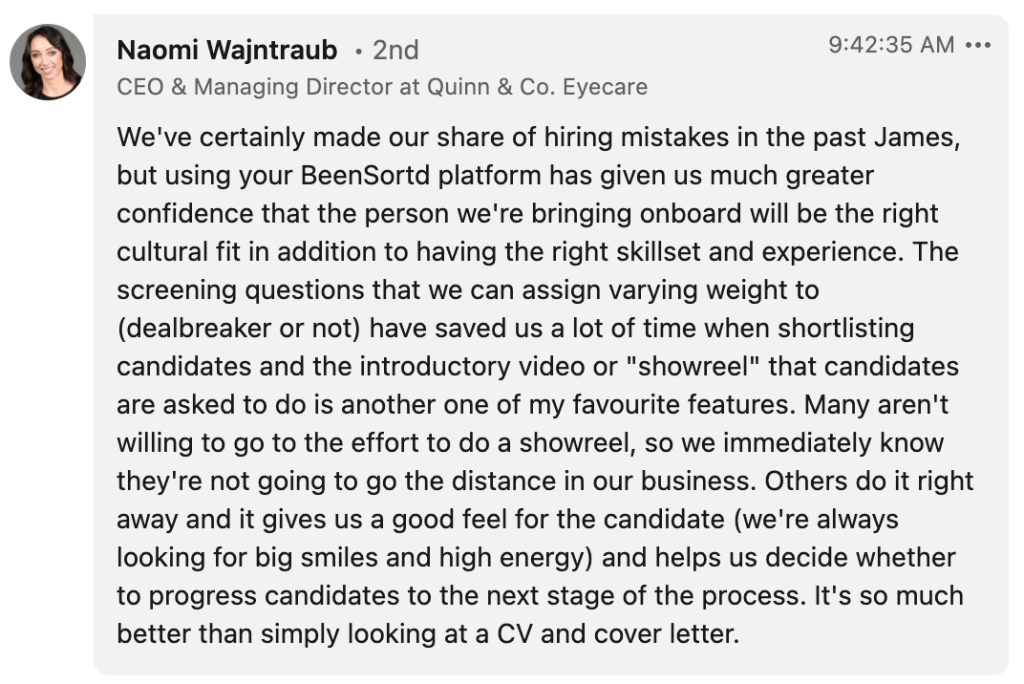 BeenSortd testimonial naomi wajntraud