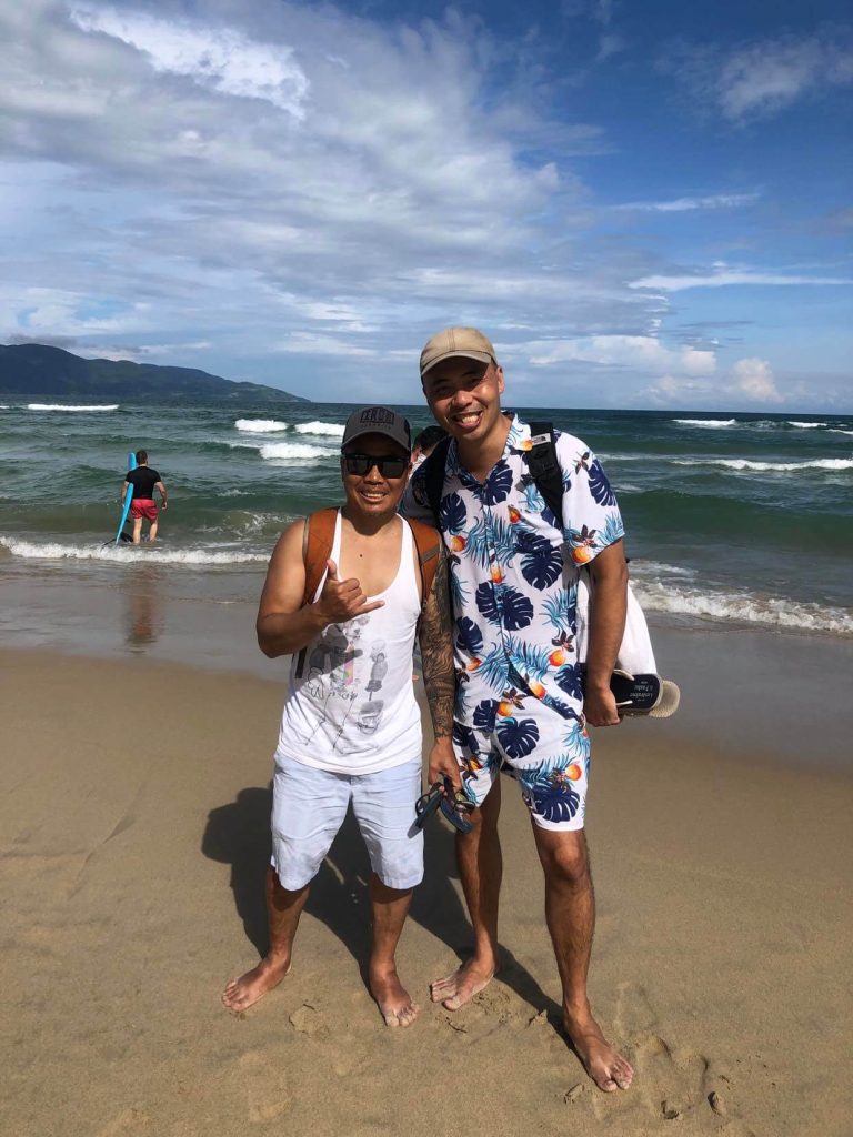 two men at Danang beach